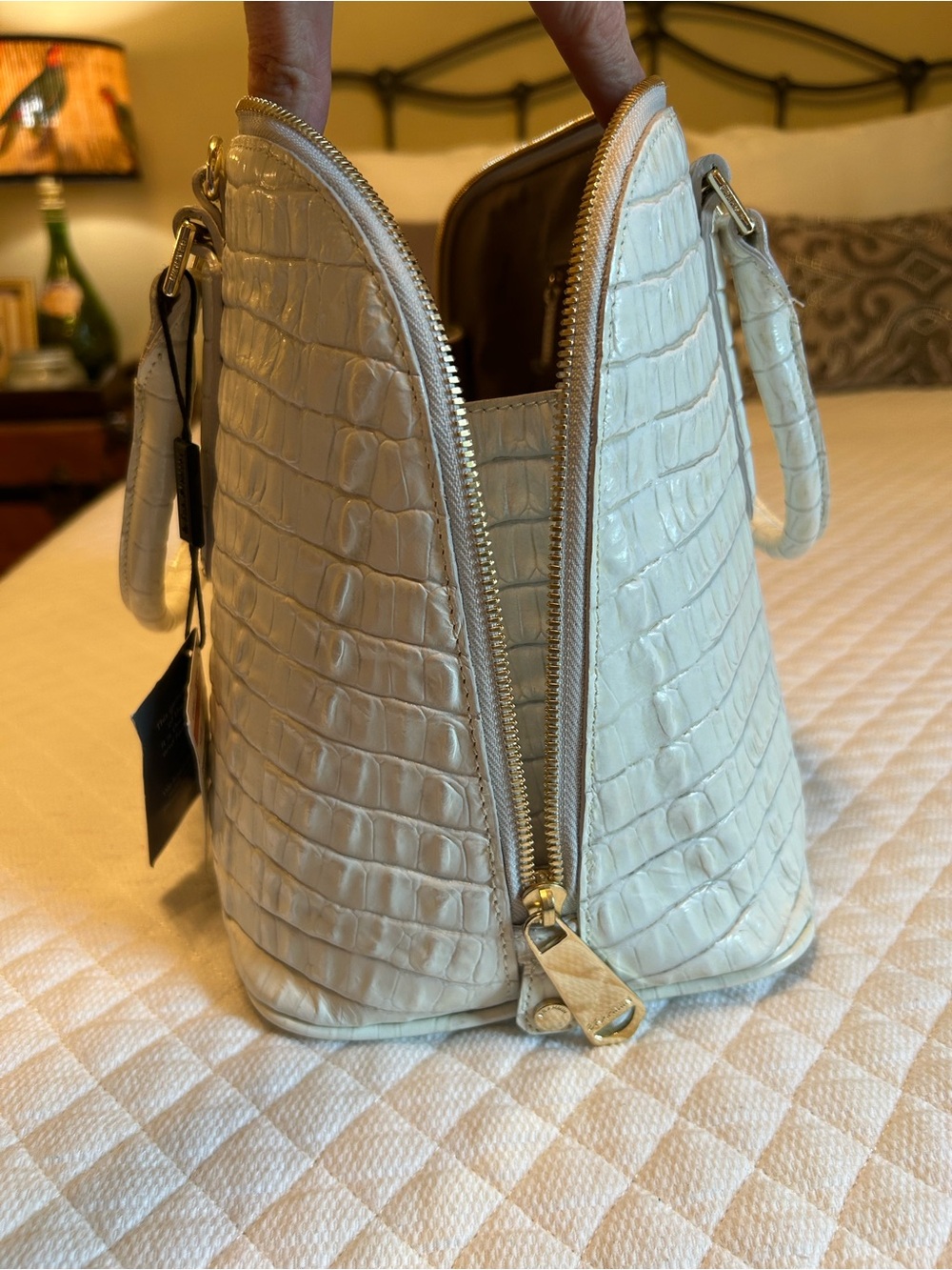 NWT Brahmin Vivian Satchel in Macaroon La Scala Embossed Leather - Picture 3 of 12